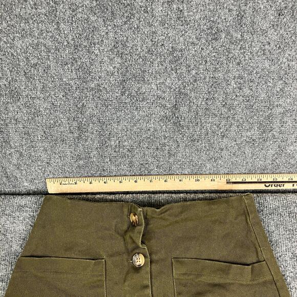 Copper Key Skirt Womens Size 7 Olive Green Button Front Pockets Mini Casual - Picture 3 of 7